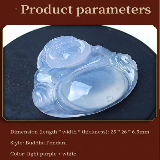 Natural jadeite a goods exquisite water moistening ice light purple Laughing Buddha - Buddha Pendant