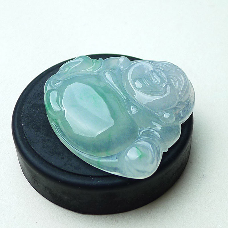 Natural A-goods jadeite exquisite water moistening ice floating Yang green smiling Buddha (Buddha)